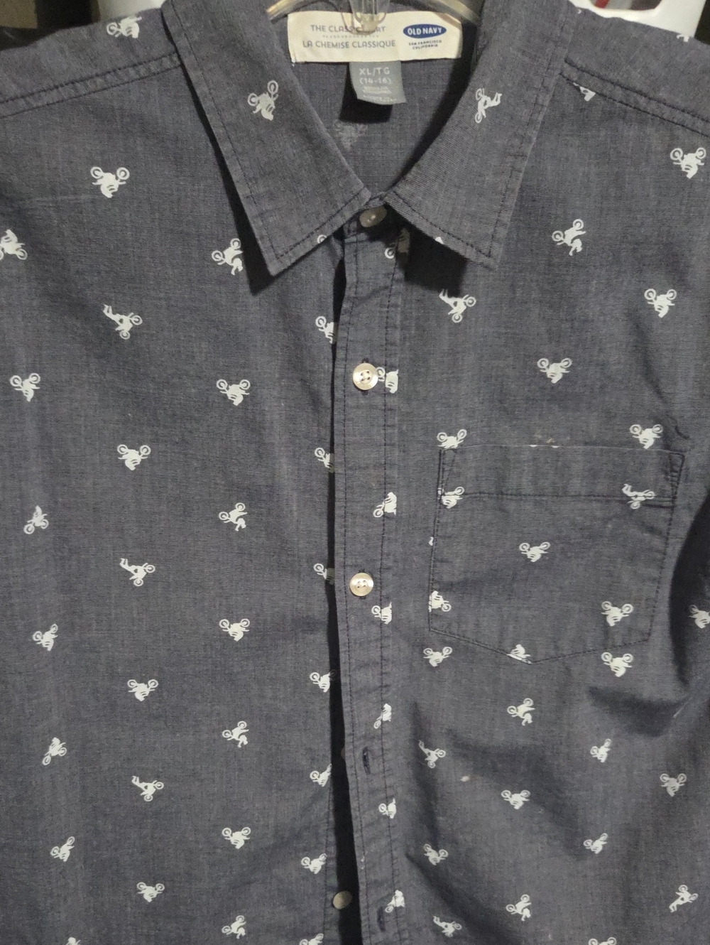 Old Navy Men’s Navy Short-Sleeve Button-Up Shirt